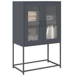 Berkfield Home Highboard Anthracite 68x39x107 cm Steel in Charcoal - Size: 68 x 39 x 107 cm - thumbnail 2