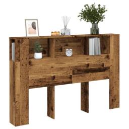 Berkfield Home Headboard Cabinet Old Wood 160x18.5x103.5 cm Engineered Wood in Brown - thumbnail 2