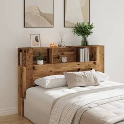 Berkfield Home Headboard Cabinet Old Wood 160x18.5x103.5 cm Engineered Wood in Brown - thumbnail 3