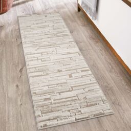 Desire Rugs Hamilton Modern Sheen Area Rug - Blocked Bold Geometric Design in Taupe - Size: 60 cm x 220 cm - thumbnail 6