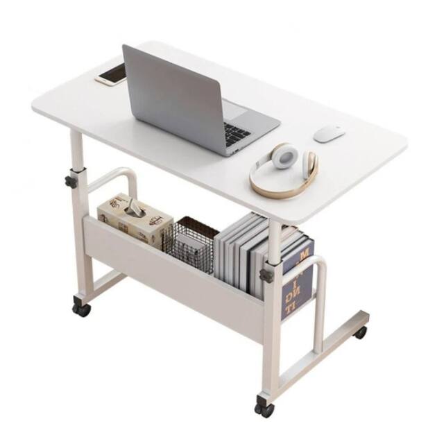 NESTLUNE Height Adjustable Mobile Over Bed Table Hospital Overbed Aid Chair in White - Size: 100 cm x 15 cm - image 1