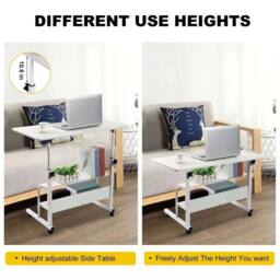NESTLUNE Height Adjustable Mobile Over Bed Table Hospital Overbed Aid Chair in White - Size: 100 cm x 15 cm - thumbnail 5