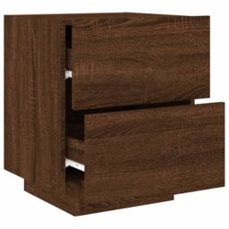 Berkfield Home Bedside Cabinet with LED Lights Brown Oak Engineered Wood - thumbnail 6