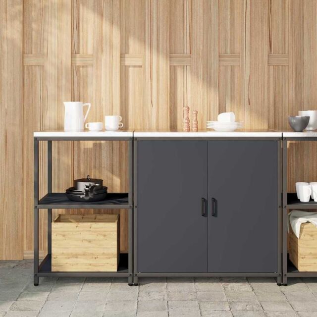 Berkfield Home with Shelf with Storage with Door Adjustable 2 pcs Anthracite Cold-rolled steel - image 1