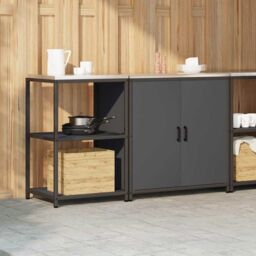 Berkfield Home with Shelf with Storage with Door Adjustable 2 pcs Anthracite Cold-rolled steel - thumbnail 4