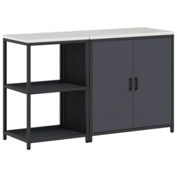 Berkfield Home with Shelf with Storage with Door Adjustable 2 pcs Anthracite Cold-rolled steel - thumbnail 2