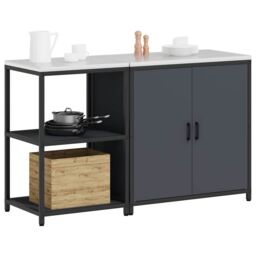 Berkfield Home with Shelf with Storage with Door Adjustable 2 pcs Anthracite Cold-rolled steel - thumbnail 3