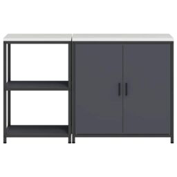 Berkfield Home with Shelf with Storage with Door Adjustable 2 pcs Anthracite Cold-rolled steel - thumbnail 8