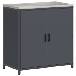 Berkfield Home with Shelf with Storage with Door Adjustable 2 pcs Anthracite Cold-rolled steel - thumbnail 6