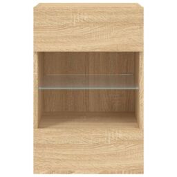Berkfield Home TV Wall Cabinets with LED Lights 2 pcs Sonoma Oak 40x30x60.5 cm in Brown - thumbnail 9