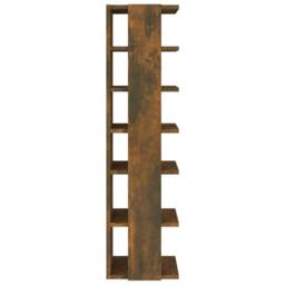 Berkfield Home Shoe Rack Smoked Oak 27.5x27x102 cm Engineered Wood in Brown - thumbnail 4