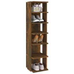 Berkfield Home Shoe Rack Smoked Oak 27.5x27x102 cm Engineered Wood in Brown - thumbnail 5