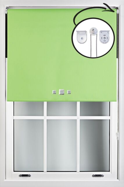 Furnished Lime Green Blackout Roller Blinds with Triple Square Eyelets & Metal Fittings - Size: 85 cm width x 165 cm drop - image 1