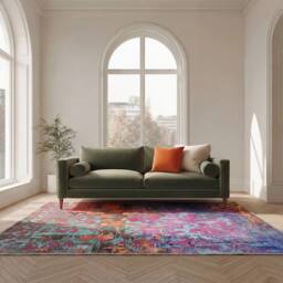 Kukoon Pink & Teal Multi Colour Abstract Maximalist Machine Washable Rug - Size: 80 cm x 150 cm - thumbnail 2