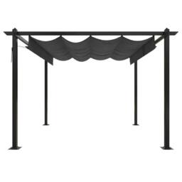 Berkfield Home Garden Gazebo with Retractable Roof 3x3 m Anthracite in Black - thumbnail 3