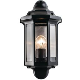 Loops 2 PACK IP44 Outdoor Wall Light Satin Black Half Traditional Dimmable Porch Lamp - thumbnail 4