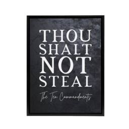 "Artery8 Ten Commandments Shalt Not Steal Bible Quote Framed Canvas Wall Art Print in Grey - Size: W12"" x H16""" - thumbnail 1