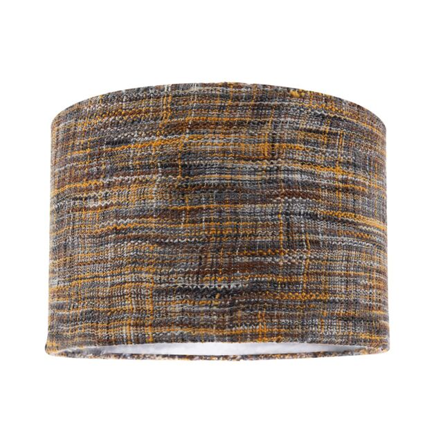 Happy Homewares Vintage Lined Linen Fabric Lamp Shade in Mustard Burgundy & Grey in Orange - Size: 12 inches - image 1