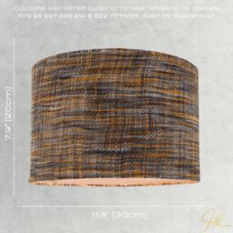 Happy Homewares Vintage Lined Linen Fabric Lamp Shade in Mustard Burgundy & Grey in Orange - Size: 12 inches - thumbnail 6