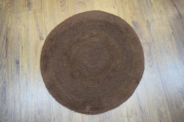 Rapport Home Plain Round Cotton Bath Mat in Dark Brown - image 1