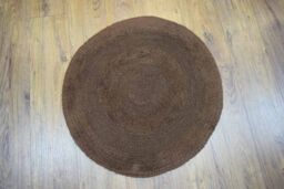 Rapport Home Plain Round Cotton Bath Mat in Dark Brown - thumbnail 1