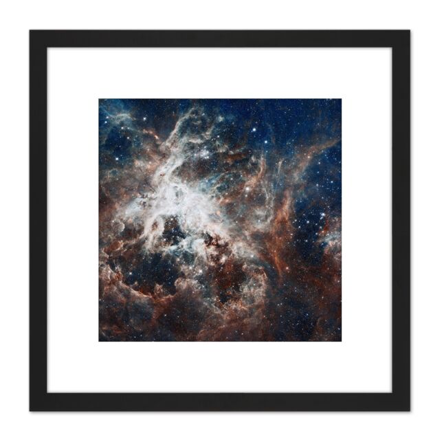 Artery8 Space Nasa Esa Hubble Tarantula Nebula 8X8 Inch Square Wooden Framed Wall Art Print Picture with Mount in Black - image 1