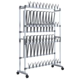 Berkfield Home Shoe Rack with Wheels Silver 89x27x120 cm - Size: 89 x 27 x 120 cm - thumbnail 2