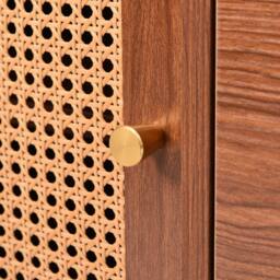 HomeTouch Rattan Sideboard with Drawers Walnut Effect Side Cabinet Chest of Drawers in Brown - Size: 1 Pack - thumbnail 6