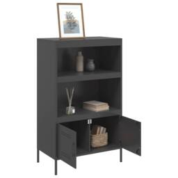 Berkfield Home Highboard Black 68x39x113 cm Steel - Size: 68 x 39 x 113 cm - thumbnail 5