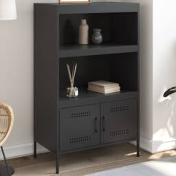 Berkfield Home Highboard Black 68x39x113 cm Steel - Size: 68 x 39 x 113 cm - thumbnail 2
