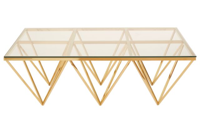 Orsina Unique Design Gold Finish Spike Legs Coffee Table, Durable Decorative Table, Sleek Display Coffee Table - image 1