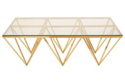 Orsina Unique Design Gold Finish Spike Legs Coffee Table, Durable Decorative Table, Sleek Display Coffee Table - thumbnail 6