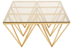 Orsina Unique Design Gold Finish Spike Legs Coffee Table, Durable Decorative Table, Sleek Display Coffee Table - thumbnail 3