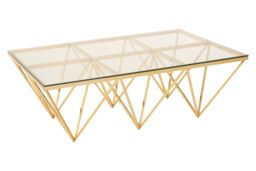 Orsina Unique Design Gold Finish Spike Legs Coffee Table, Durable Decorative Table, Sleek Display Coffee Table - thumbnail 2