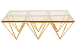 Orsina Unique Design Gold Finish Spike Legs Coffee Table, Durable Decorative Table, Sleek Display Coffee Table - thumbnail 1