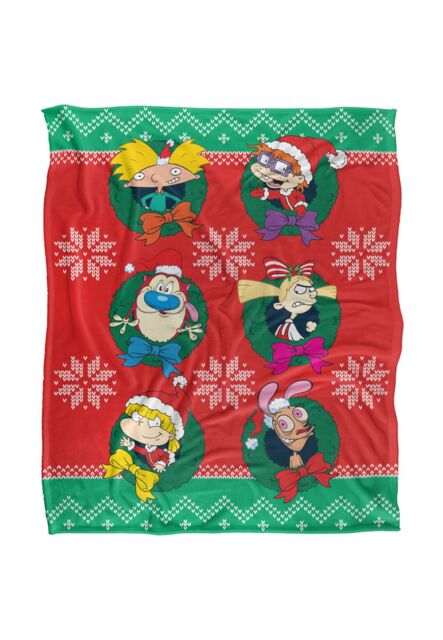 Nickelodeon 90'S Combo Character Wreaths Silky Touch Super Soft Throw Blanket 152 X 127 cm in White - image 1