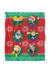 Nickelodeon 90'S Combo Character Wreaths Silky Touch Super Soft Throw Blanket 152 X 127 cm in White - thumbnail 1