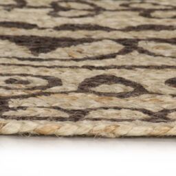 Berkfield Home Handmade Rug Jute with Dark Brown Print 120 cm - Size: Medium - thumbnail 3