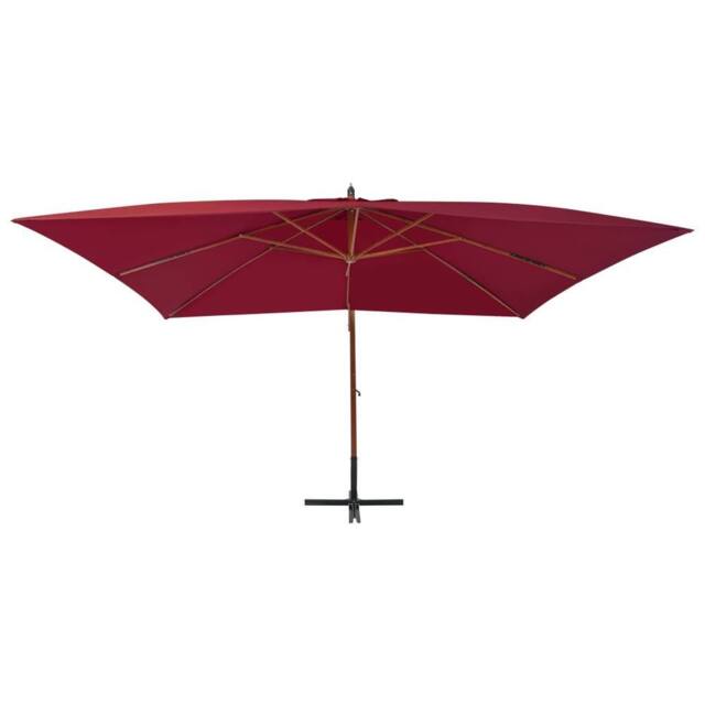Berkfield Home Cantilever Umbrella with Wooden Pole 400x300 cm Bordeaux Red - image 1