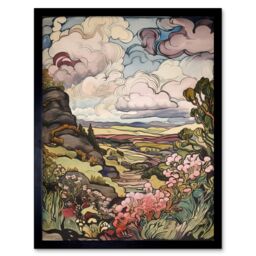 "Artery8 Wall Art Print A Wild Scottish Landscape on a Cloudy Day Art Framed in Black - Size: W12"" x H16""" - thumbnail 1