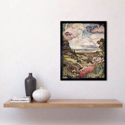 "Artery8 Wall Art Print A Wild Scottish Landscape on a Cloudy Day Art Framed in Black - Size: W12"" x H16""" - thumbnail 2