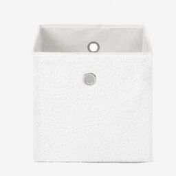 OHS 6 Pack Boucle Cube Folding Space Saving Storage Boxes in White - thumbnail 3