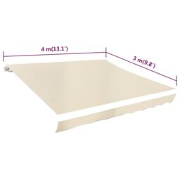 Berkfield Home Awning Top Sunshade Canvas Cream 4 x 3 m in Beige - thumbnail 5