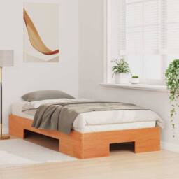 Berkfield Home Floor Bed Frame with Storage Brown 80 x 200 cm Solid pine wood in Light Brown - thumbnail 4