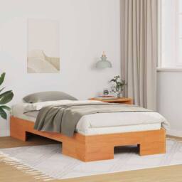 Berkfield Home Floor Bed Frame with Storage Brown 80 x 200 cm Solid pine wood in Light Brown - thumbnail 2