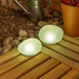 ValueLights 2 x Clear Outdoor Solar Pebble LED Decorative Lights - thumbnail 2