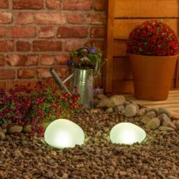 ValueLights 2 x Clear Outdoor Solar Pebble LED Decorative Lights