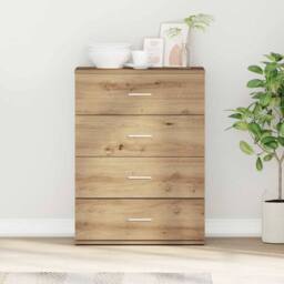 Berkfield Home Sideboard with Drawer with Storage Artisan oak Engineered wood in Brown - thumbnail 2