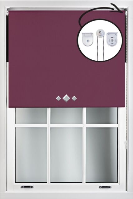 Furnished Aubergine Blackout Roller Blind with Triple Diamond Eyelets & Metal Fittings - Size: 130 cm width x 210 cm drop - image 1