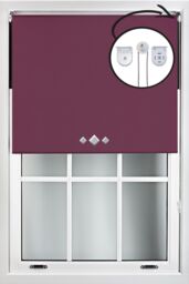 Furnished Aubergine Blackout Roller Blind with Triple Diamond Eyelets & Metal Fittings - Size: 130 cm width x 210 cm drop